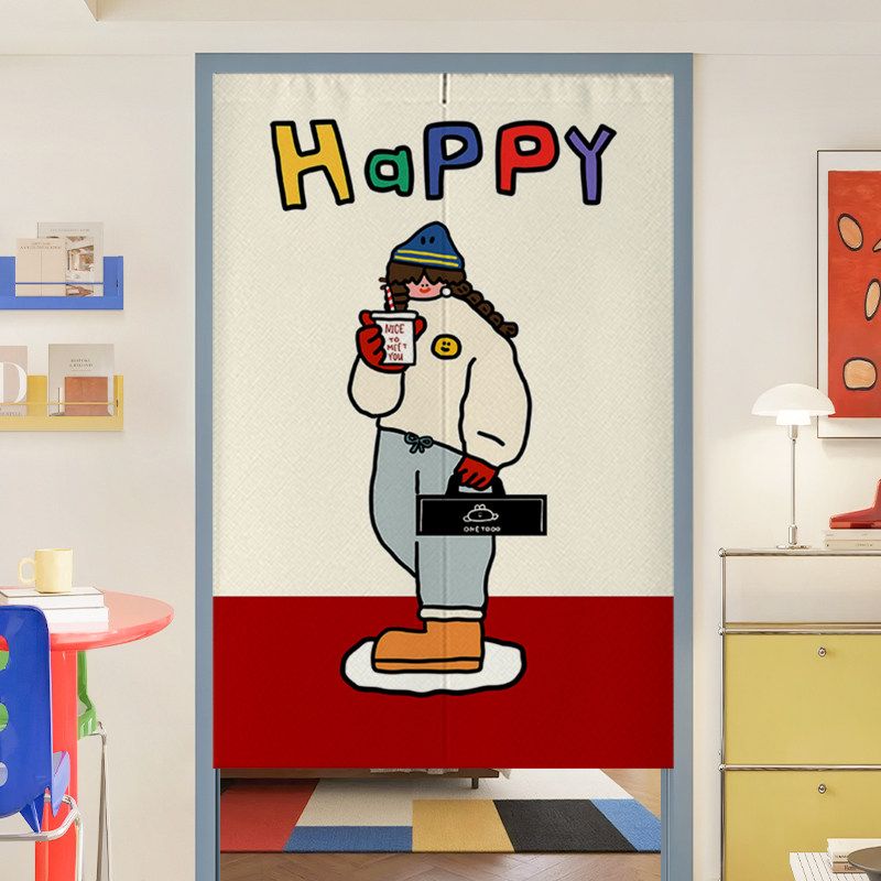 Noren Curtain Doorway - VIKAMA Japanese Fun Retro Figure Illustration