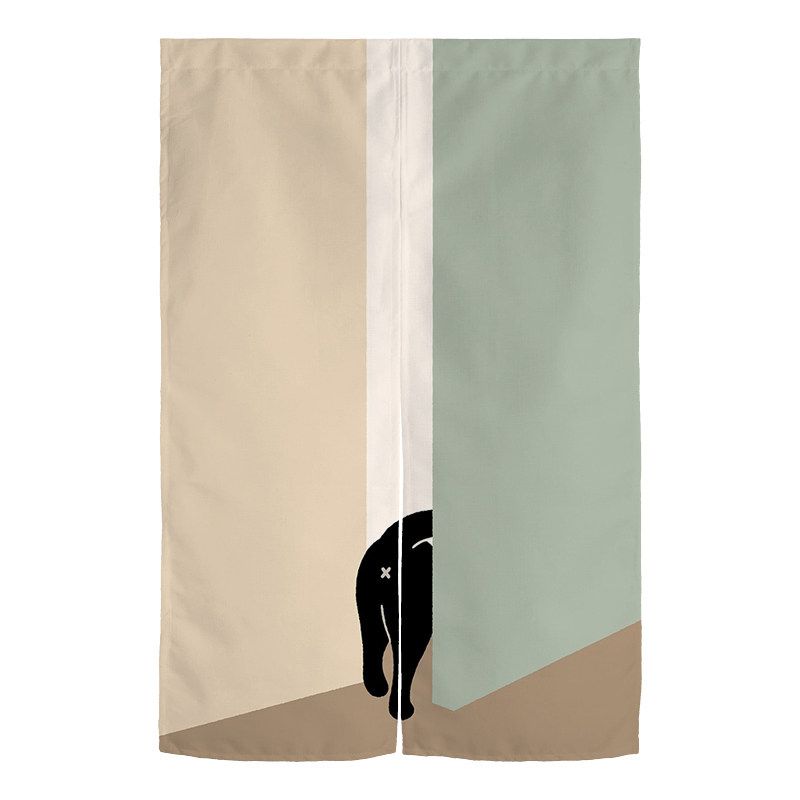 Noren Curtain Doorway - VIKAMA Japanese Cute Cartoon Black Cat