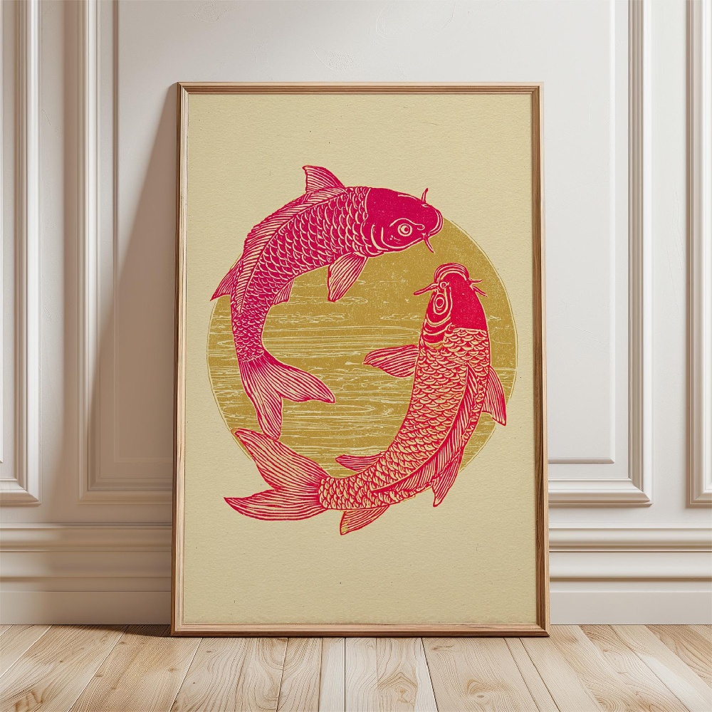 Gold Fish Poster Japanese Koi  - Japanese Zen Lifestyle recension och pris