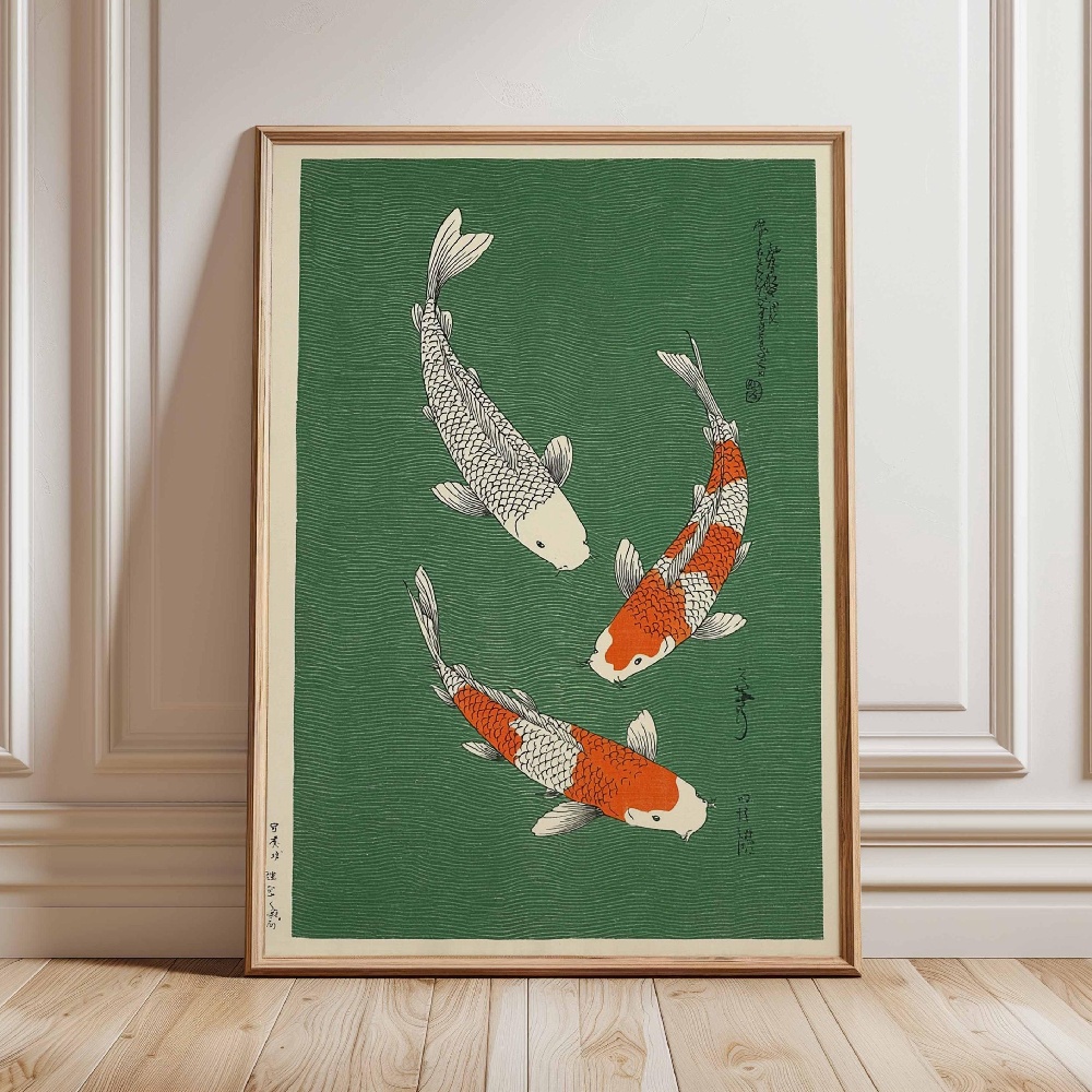 Japanese Koi Fish Poster Gold  - Japanese Zen Lifestyle recension och pris