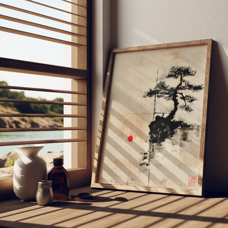 Japanese Ink Style Zen Bonzai  - Japanese Zen Lifestyle recension och pris